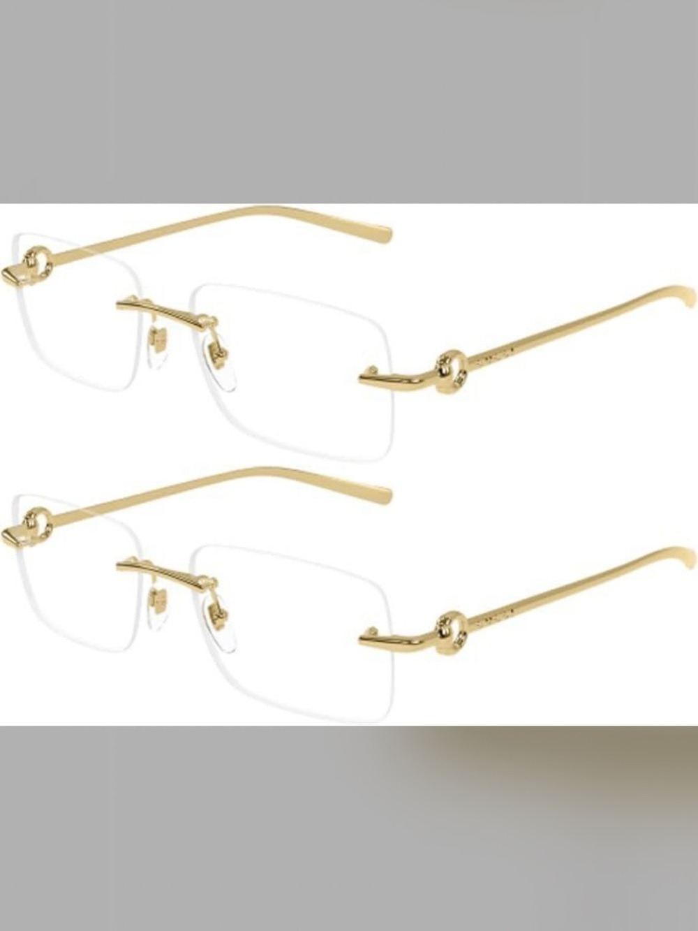 Gucci Gold Rimless Glasses with gold gg Temples